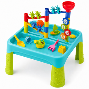 Mesa de Arena y Agua para Niños, Juego de 39 Piezas de Juguetes de <span class=keywords><strong>Playa</strong></span>, Moldes Multifuncionales para Castillos de Arena, Juego Educativo de Verano para Exteriores - Product Image 1