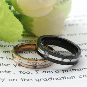 Fashion <b>Rings</b> <b>Titanium</b> Steel Letter <b>Ring</b> Prong Setting Unisex Gift Jewelry - Product Image 3