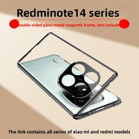 Étui magnétique pour Redmi Note 14 Pro Plus, coque intégrale en verre trempé, cadre en métal aluminium