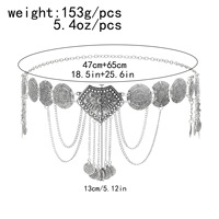 Chaîne de taille vintage avec pendentif en forme de pièce de monnaie, chaîne de corps ethnique en métal pour la danse du ventre, ceinture de plage