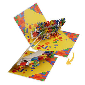 Biglietti d'<span class=keywords><strong>Auguri</strong></span> 3D Pop-up a Tema Mattoncini Colorati per Appassionati <span class=keywords><strong>di</strong></span> Costruzioni, Biglietto Ricordo - Product Image 6