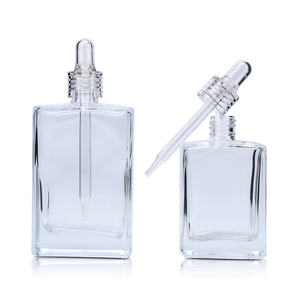 New Trends Wholesale 15ml 30ml 50ml 100ml Cosmetic Package Flat Shape Clear Eye Drop Serum Essential Oil Glass <b>Dropper</b> <b>Bottle</b> - Product Image 2