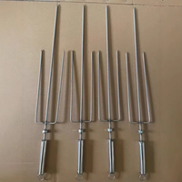 Fourchette à rôtir en acier inoxydable à 3 dents pour barbecue, poulet, dinde, pour grillades au charbon de bois