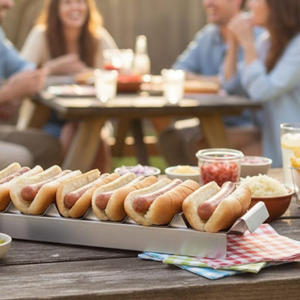 Plateau de préparation pour hot-dogs et tacos, 7 compartiments, en acier inoxydable - Support à tacos, plateau pour hot-dogs <span class=keywords><strong>au</strong></span> maïs, plateau pour saucisses de petit-déjeuner - Product Image 6