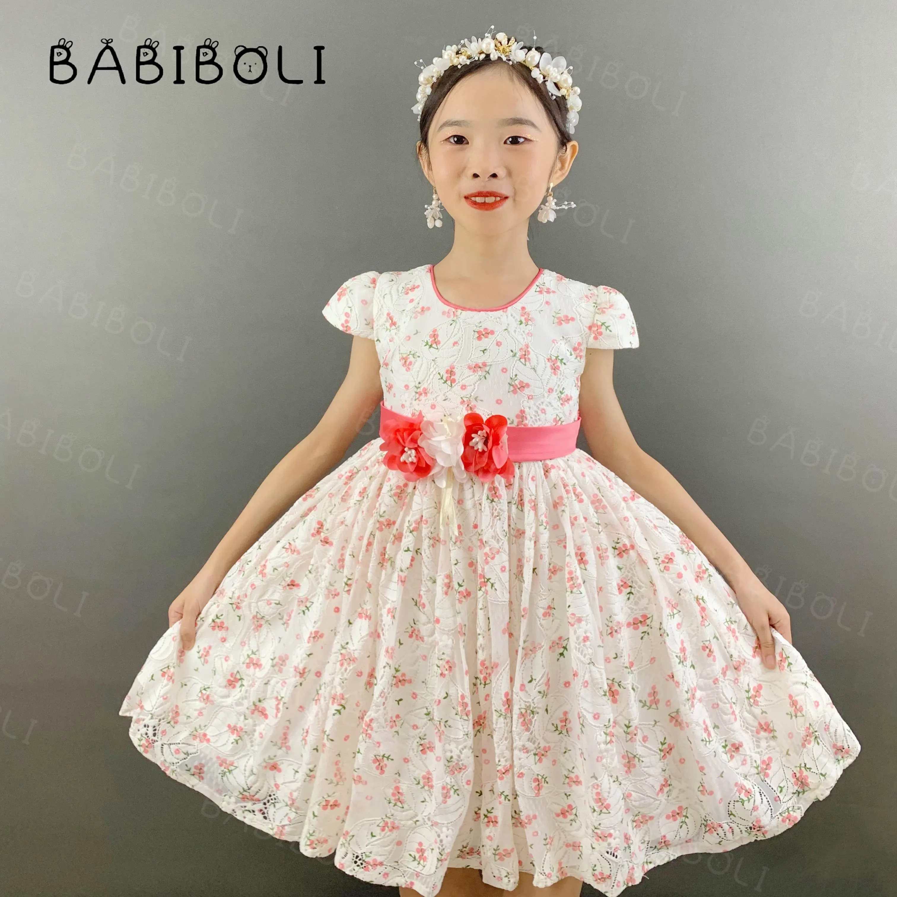 Babiboli 4 Tot 6 Jaar Oud Kleine Meisjes Bloemenprint Frock Baby Kids Big Strik Boutique Verjaardagsfeestjurk