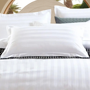 Ensemble de housse de couette en microfibre solide à rayures gaufrées 4 pièces Luxe pour la maison/l'hôtel Utilisation de draps en tissu tissé Draps-housses Taies d'oreiller 70gsm 40 - Product Image 4