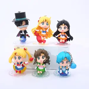 Großhandel Anime Action figur Sailor Moons Tsukino Usagi Chiba Mamoru Tenohs Haruka Kunststoff Schlüssel bund