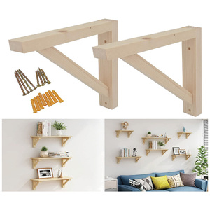 <span class=keywords><strong>2</strong></span>パックウォールマウントウッドシェルフソリッドブラケットシェルフサポートペンダントランプキットにはネジが含まれています - Product Image 3