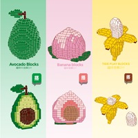 Creatief Fruit Micro Bouwstenen Avocado Honing Perzik Banaan Assemblage Model Mini Bakstenen Figuur Speelgoed Voor Kinderen Cadeau Groothandel