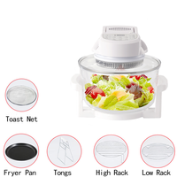 Friteuse à air numérique grande capacité avec four halogène domestique 1200W, pot en verre, four turbo, grille-pain, fenêtre d'observation