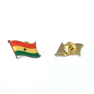 小尺寸22毫米Ghana国旗脱版印刷标志金属翻领别针徽章