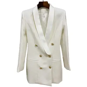 Phụ Nữ Phụ Nữ Nút Satin Cổ Áo Phù Hợp Với Ăn Mặc Bán Buôn Cao Thời Trang Blazer Của Phụ Nữ Phù Hợp Với Blazers