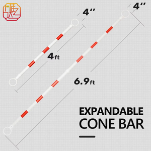Barrière de signalisation extensible – Barrière de sécurité réfléchissante de 1,2 m à 2,1 m pour zones de construction et contrôle des foules - Product Image 1
