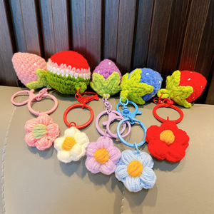 Strawberry Crochet Keychain Handmade Amigurumi Crochet Toys Flower Knitted Strawberry Hanging <b>Ornament</b> Accessories Charms Decor - Product Image 6