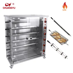 Chuangyu 24-30 piezas asador de gran capacidad parrilla rotativa de pollo eléctrica máquina asadora de pollo a gas