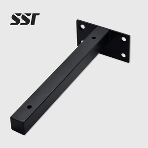 SSR Brand Single-Side Floating Shelf Brackets Heavy Duty Square Metal <b>Powder</b> Coated Black Wall Mount Supports Model B-1000 - Product Image 1