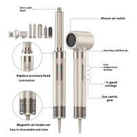 Sèche-cheveux professionnel 1400W à moteur sans balais haute vitesse, multifonctionnel 8-en-1, diffuseur, 8 têtes interchangeables pour tous