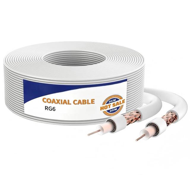 Factory High Quality Low Price Customized 75 Ohm 100M 305M RG6 RF Coaxial Cable with PVC Jacket for CCTV Camera and Satellite TV