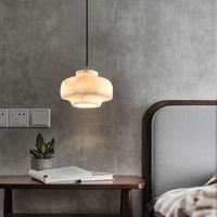 Lustre linéaire moderne minimaliste en marbre naturel nordique pour salle à manger, chambre à coucher, chevet, avec télécommande et hauteur réglable