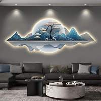 Art mural peinture de chambre à coucher de luxe 3d lumière moderne paysage cristal peinture sur porcelaine et peinture décorative à la lumière led