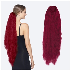 Extensions de cheveux longue queue de cheval droite pour les femmes griffe synthétique sur queue de cheval postiche noir blond marron longue queue de cheval bouclée - Product Image 2