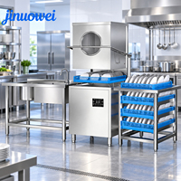Lave-vaisselle professionnel à capot en acier inoxydable, capacité de 1200 plats/jour, stérilisation multi-étapes pour restaurant, hôtel, cuisine
