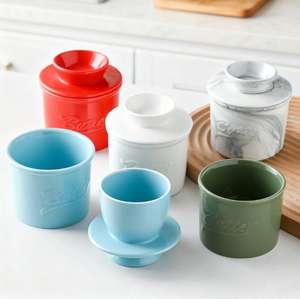 Beurrier français personnalisable et écologique avec couvercle, en céramique durable et silicone, pour la cuisine domestique, design européen - Product Image 1