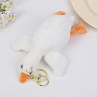 Porte-clés pendentif en peluche grande oie blanche de 5 pouces, motif dessin animé, avec rembourrage en coton PP, décoration suspendue anti-stress pour anniversaire