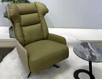 Fauteuil d'appoint moderne pivotant à 360 degrés à dossier haut en cuir PU bicolore et tissu pour salon, chambre et appartement