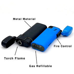 ब्यूटेन गैस सिगार धातु लाइटर Windproof मुद्रण कस्टम लोगो छवि Refillable OEM रसोई Scorch जेट लौ मशाल लाइटर - Product Image 4