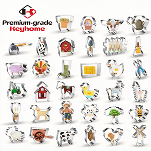 Tagliabiscotti a Forma di Animali da Fattoria in Acciaio Inox, Stampi per <span class=keywords><strong>Biscotti</strong></span> a Forma di Cavallo, Mucca, Maiale, Pecora, Gallo, Utensili da Forno OEM ODM per Casa, Cucina e Panetteria - Product Image 4