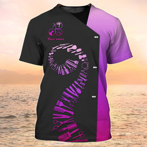 Nuevo Lanzamiento Camisa de Barbero de Manga Corta con Impresión 3D Uniforme de Salón de Peluquería con <span class=keywords><strong>Diseño</strong></span> Único <span class=keywords><strong>para</strong></span> Capa de Corte - Product Image 5