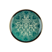 Assiette à dessert de 8 pouces en céramique verte, motif danse du lion, en porcelaine, pour la décoration de table, les fêtes et les mariages