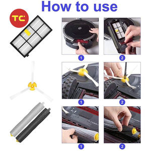 Combo <span class=keywords><strong>de</strong></span> filtro <span class=keywords><strong>de</strong></span> aspiradora <span class=keywords><strong>de</strong></span> cepillo <span class=keywords><strong>de</strong></span> rodillo lateral principal para iRobot Roombas repuestos 800 900 Series 805 860 870 871 880 890 960 980 - Product Image 6