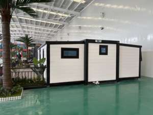 Maison préfabriquée en acier extensible de style russe moderne, avec <span class=keywords><strong>loft</strong></span>, alimentée à l'énergie solaire, étanche, pour camping, bureau, atelier, hôtel, boutique - Product Image 1