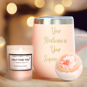 Juego de cesta de regalo de Spa relajante para cumpleaños, Día de San Valentín, vela de boda, jabón, vaso de vino, logotipo personalizado, juego de regalo para mujer, mamá - Product Image 4