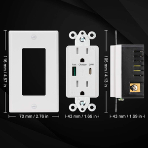 Prise murale US Type C et Type A 15A homologuée ETL 20W PD QC3.0 125V 2 prises pour la charge rapide des téléphones - Product Image 6
