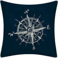 Housse de coussin de canapé en lin 45x45cm, motif ancre et boussole, style marin européen, décoration d'intérieur