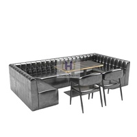 Ensembles de banquettes de café vintage en forme de U pour bars, restaurants, KTV, tables basses et chaises en cuir PU, canapé de boîte de nuit moderne en carton