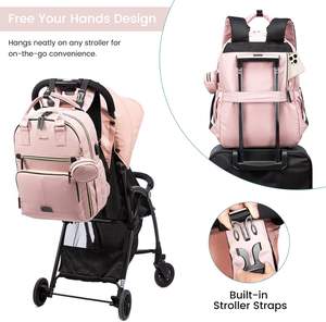 Free Sample Large Capacity <b>Vegan</b> PU <b>Leather</b> Baby Diaper Bag <b>Backpack</b> Multi-function Maternity Nappy Travel Bags for Mummy Mother - Product Image 3