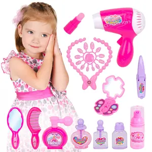 Fingir jogar brinquedo bebê menina, brinquedos, beleza, conjunto, maquiagem, conjunto, brinquedo para menina com pente, secador de cabelo, shampoo