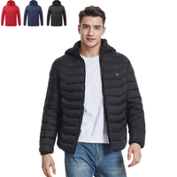 Veste d'hiver unisexe chauffante avec col montant et capuche, alimentée par batterie externe USB, chaude et dotée de fonctionnalités intelligentes