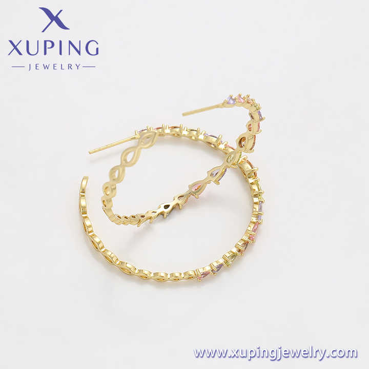 X000968359 Xuping Jewelry Fashion Colorful Crystal Stud  Earrings Hoop 14K Gold Plated Jewelry Wholesale Copper Earrings