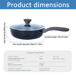 Nueva Sartén Wok Profunda de 28 cm para Cocina, Venta Directa de Fábrica, Personalizada, Antiadherente, de Aleación de Aluminio, con Revestimiento de PTFE y Tapa de Vidrio - Product Image 6