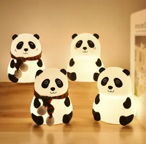 婴幼儿礼品触摸传感器u盘充电7色儿童夜灯睡眠夜灯便携式硅胶熊猫夜灯