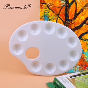 Paleta de pintura de plástico con agujero para pulgar, bandeja blanca para pintar, palés para estudiantes, manualidades de fiesta, DIY, 10 Well - Product Image 2