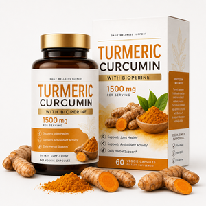 Gélules de Curcuma et Curcumine 1500mg <span class=keywords><strong>en</strong></span> <span class=keywords><strong>Gros</strong></span> avec Extrait de Poivre Noir 95% Curcuminoïdes pour le Soutien Articulaire – Approvisionnement Direct Usine - Product Image 1