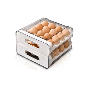 Double Layer 32 Eggs <b>Storage</b> Box <b>Drawer</b> Type Stackable Refrigerator Organizer Transparent <b>Plastic</b> Egg Holder for Kitchen - Product Image 1