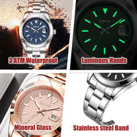 Montre de luxe pour homme, bracelet en acier inoxydable, étanche 3 ATM, calendrier lumineux, montre-bracelet, logo personnalisé OEM, vente en gros, Relojes De Cuarzo