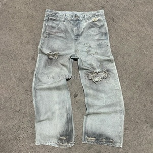Jeans Factory Custom High Quality Distressed Denim Pants Vintage Acid Wash Baggy Jeans Hommes - Product Image 2